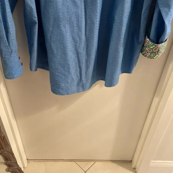 Robert Graham Fully Embroidered Light Blue Designer Dress Shirt Mens 2XLT TALL - Picture 16 of 16